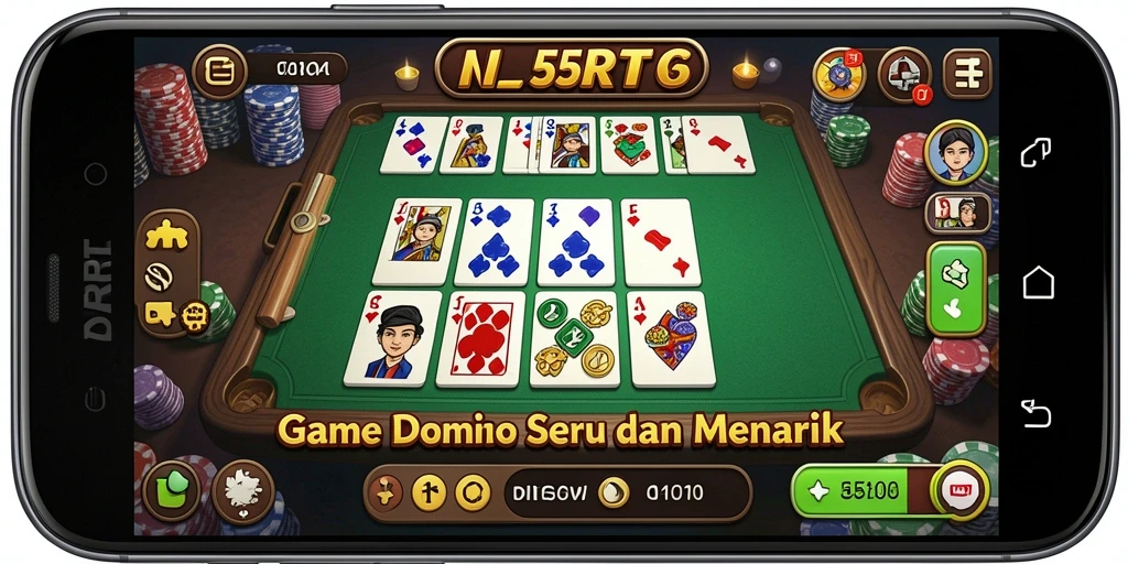 Tampilan gameplay seru dalam permainan Domino 55RT.