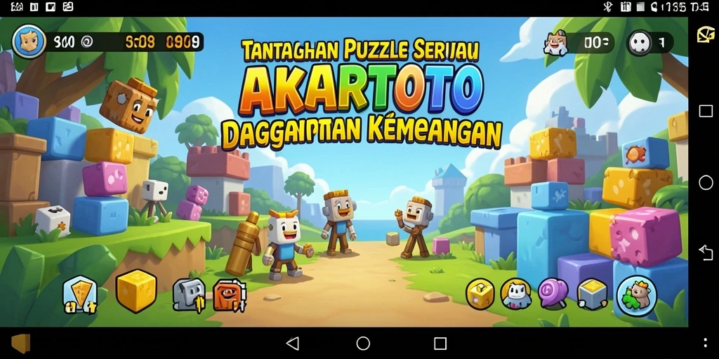 Screenshot gameplay AKARTOTO menampilkan aksi pemecahan puzzle yang seru.