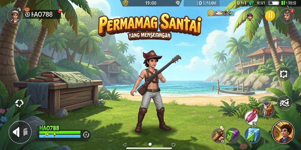 Screenshot gameplay HAO788 dengan karakter dan level menawan.