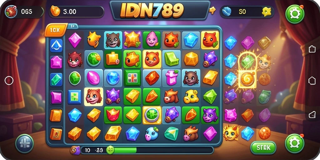 Screenshot gameplay IDN789 menunjukkan aksi mencocokkan item yang mengasyikkan.