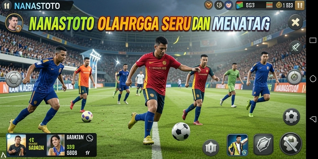 Screenshot NANASTOTO menampilkan aksi seru dalam permainan olahraga.