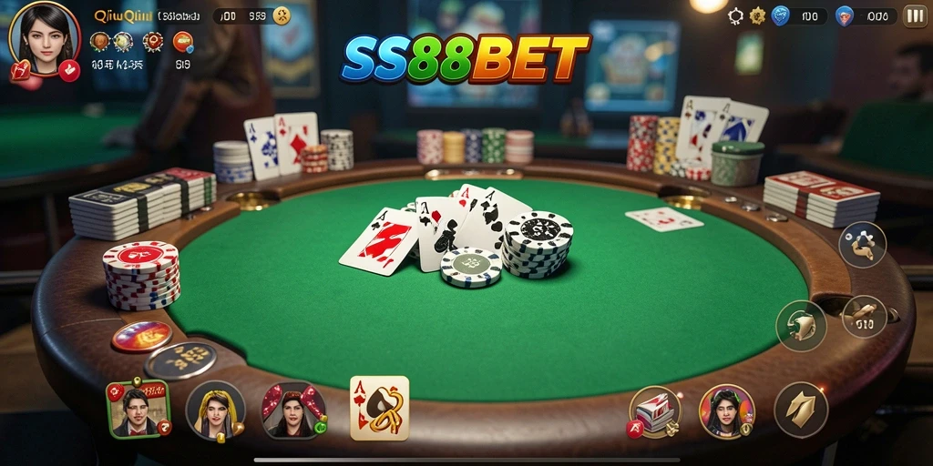 Tampilan gameplay seru dari permainan QiuQiu di SS88BET.