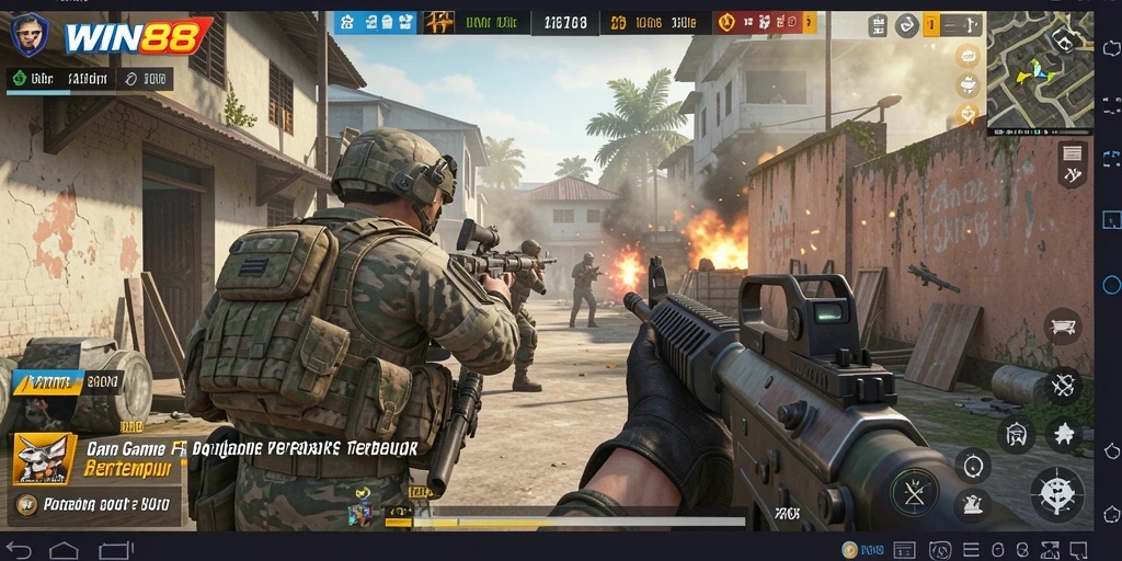 Tampilan gameplay <strong>WIN88</strong> dengan aksi tembak menembak yang intens.