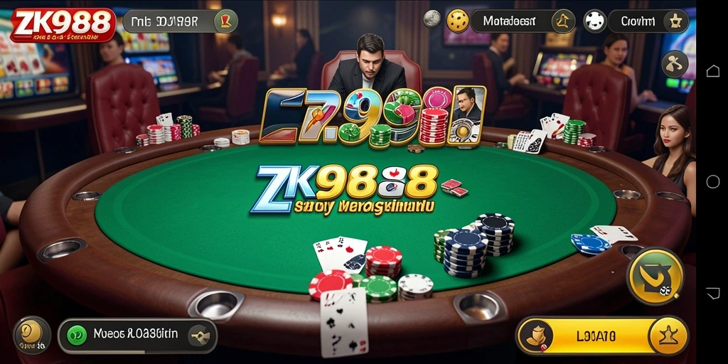 Screenshot gameplay ZK988 menunjukkan keseruan bermain Poker online.